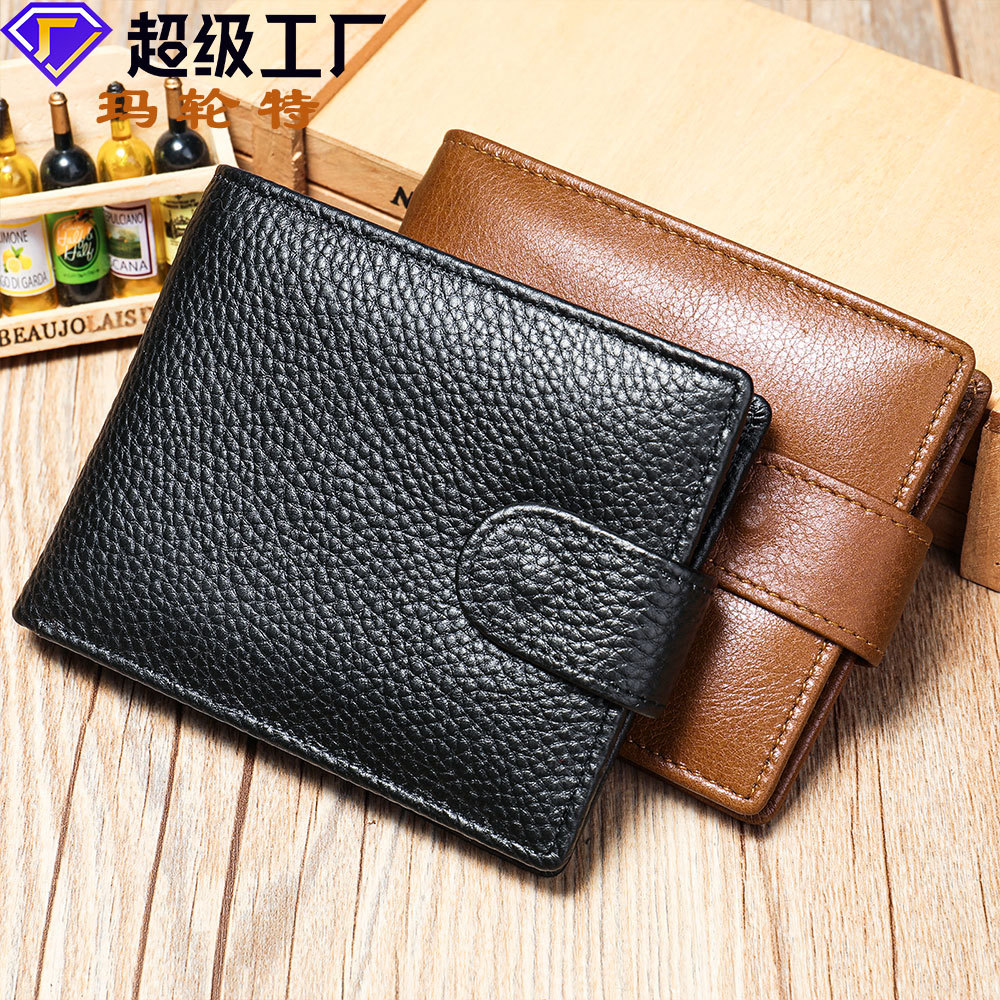 Кожаный бумажник. Cross-border genuine leather wallet men's first-layer cowhide coin purse
