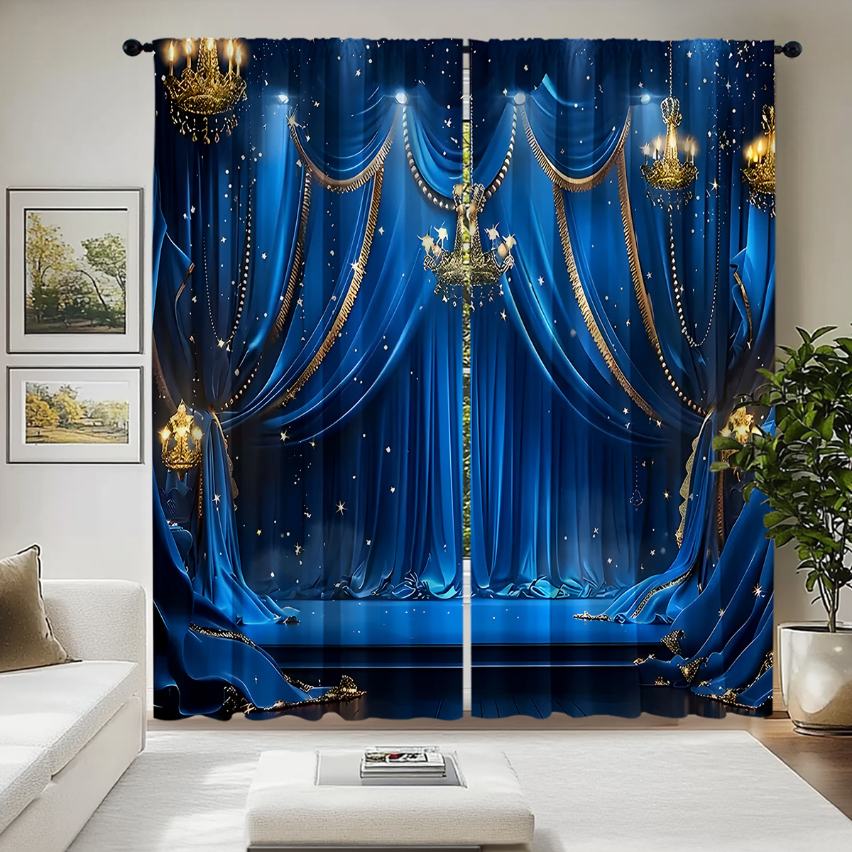 2PCS Gong Tingfeng Curtain Factory 3D Digital Printing Cross-border Amazon Curtain Hot Selling Flower Type