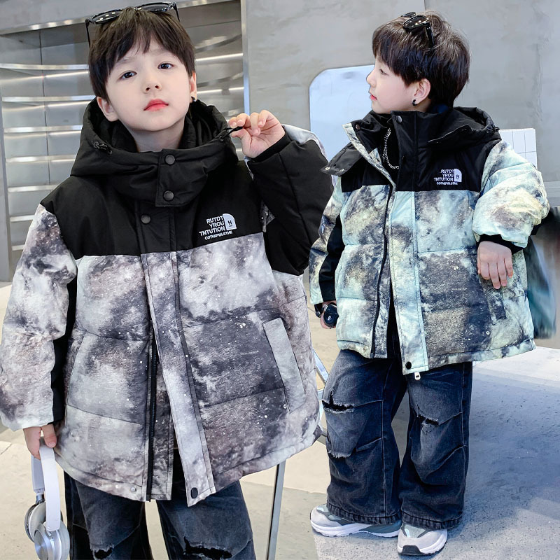 ALYCExiyuebaobao Children's Jacket Thickened Warm Camouflage Color Block Cotton Coat Boys Loose Stylish White Duck Down Winter Wear_voghion.com