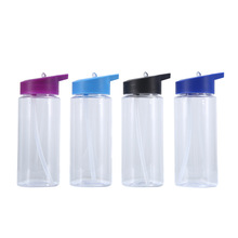 500毫升太空吸管杯塑料运动水壶PS材质现货透明水杯环保带提手
