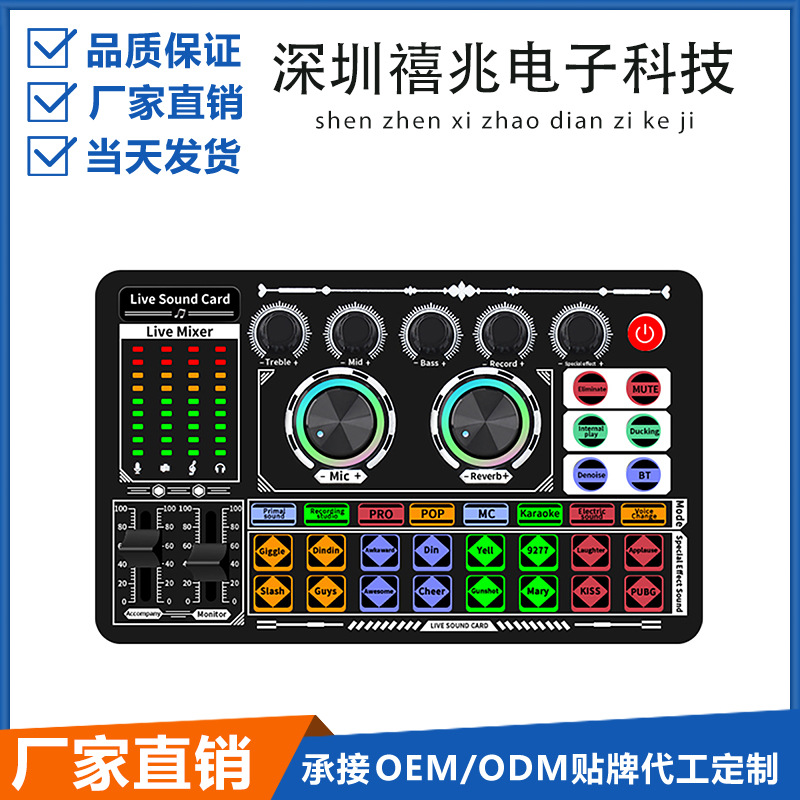 Fuente de la fábrica transfronteriza versión en inglés F999 tarjeta de sonido Celebridad de Internet transmisión en vivo teléfono móvil computadora universal luces de colores