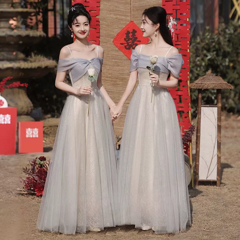 Платье подружки невесты 2024, летнее новое стильное темпераментное платье подружки невесты, групповое платье сестры, можно носить на каждый день, нишевое вечернее платье для женщин