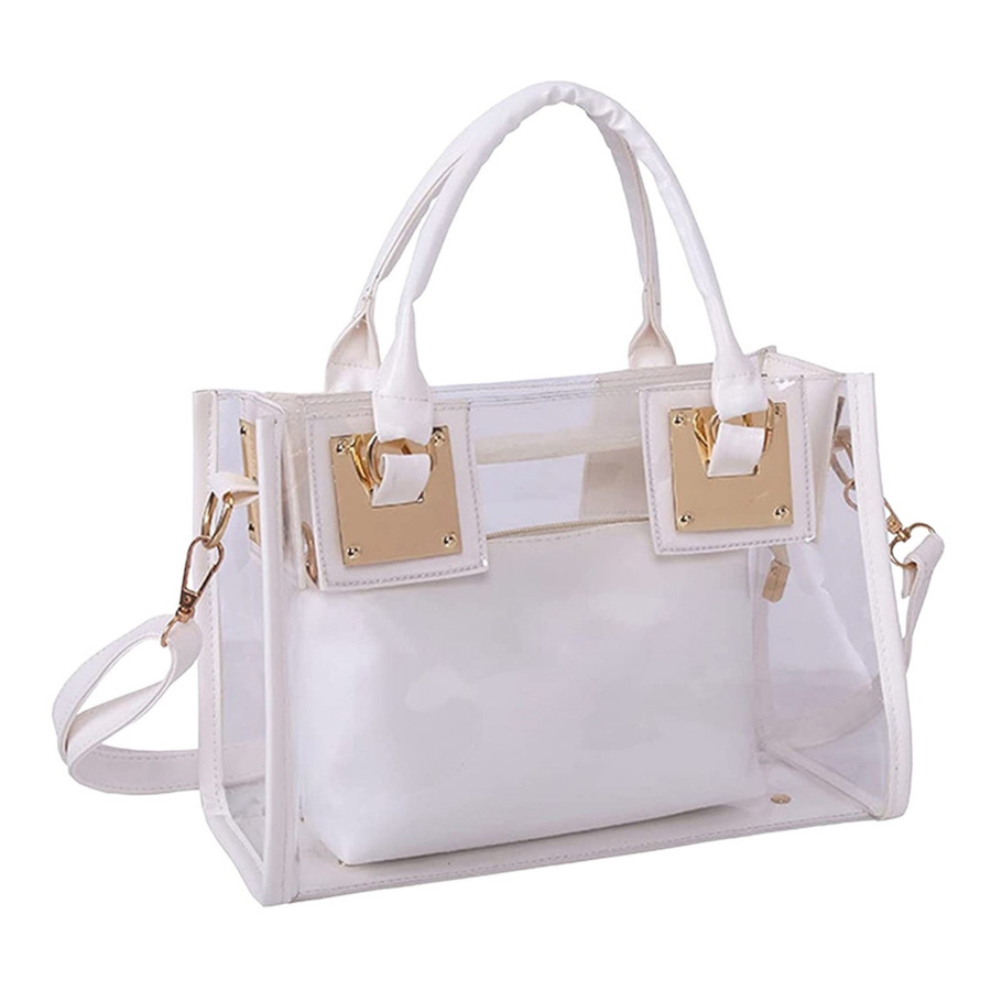 透明35丝PVC化妆报手提袋子母包可变色PVC手提礼品袋高档展会袋子