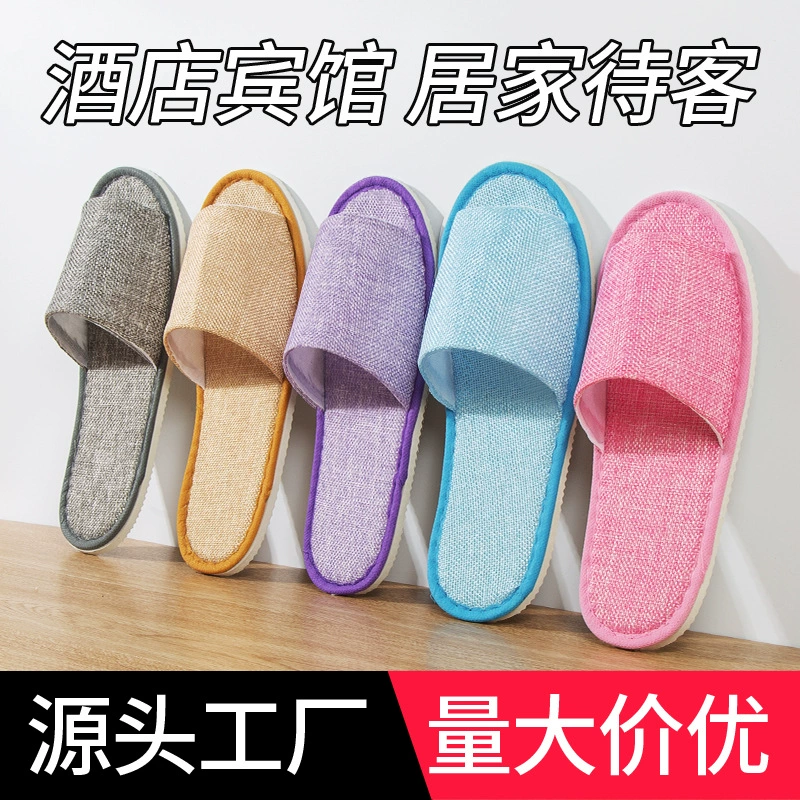 Летние одноразовые тапочки для гостиниц для гостеприимства дома, льняные летние льняные полупакеты с открытым носком, портативные для путешествий