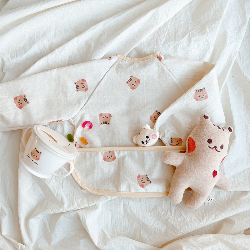 INS nuevo estilo coreano bata de manga larga impermeable comer ropa de alimentación del bebé babero niños TPU reverso vestir babero del bebé