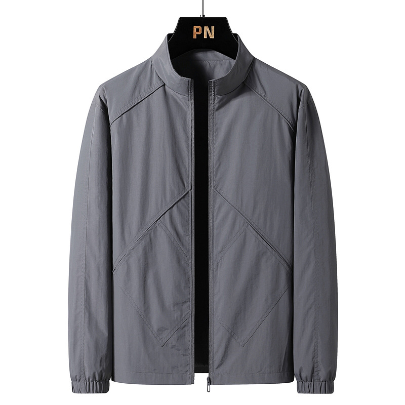 Chaqueta de trabajo transfronteriza, chaqueta de cuello vertical para hombres, primavera y otoño, ropa delgada, ropa de otoño juvenil, tamaño extra