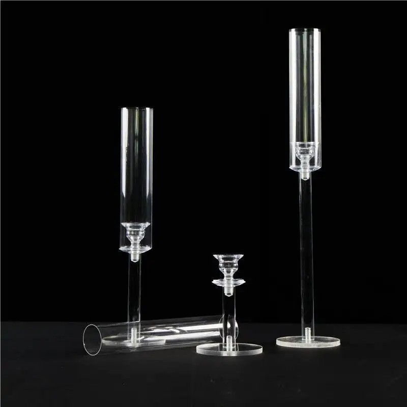 Nuevo candelabro acrílico transparente de tres piezas de decoración de la ventana de la fiesta de bodas salón de bodas de la mesa principal del hotel