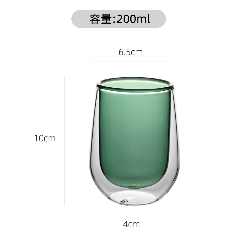Vaso de vidrio con alto contenido de borosilicato al por mayor, taza de doble capa, taza de agua de vidrio transparente con aislamiento térmico, taza de leche para el hogar, taza de café de vidrio
