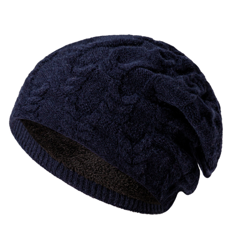 New Pullover Men, Winter Outdoor Solid Color Twisted Flower Plush Warm Knitted Wool Hat For Women_voghion.com