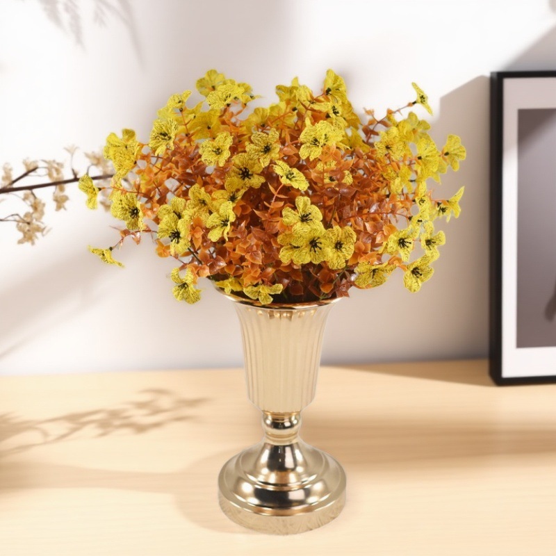 Amazon otoño flor artificial flor falsa artificial 7 tenedores eucalipto color otoñal violeta traje decoración flor decorativa