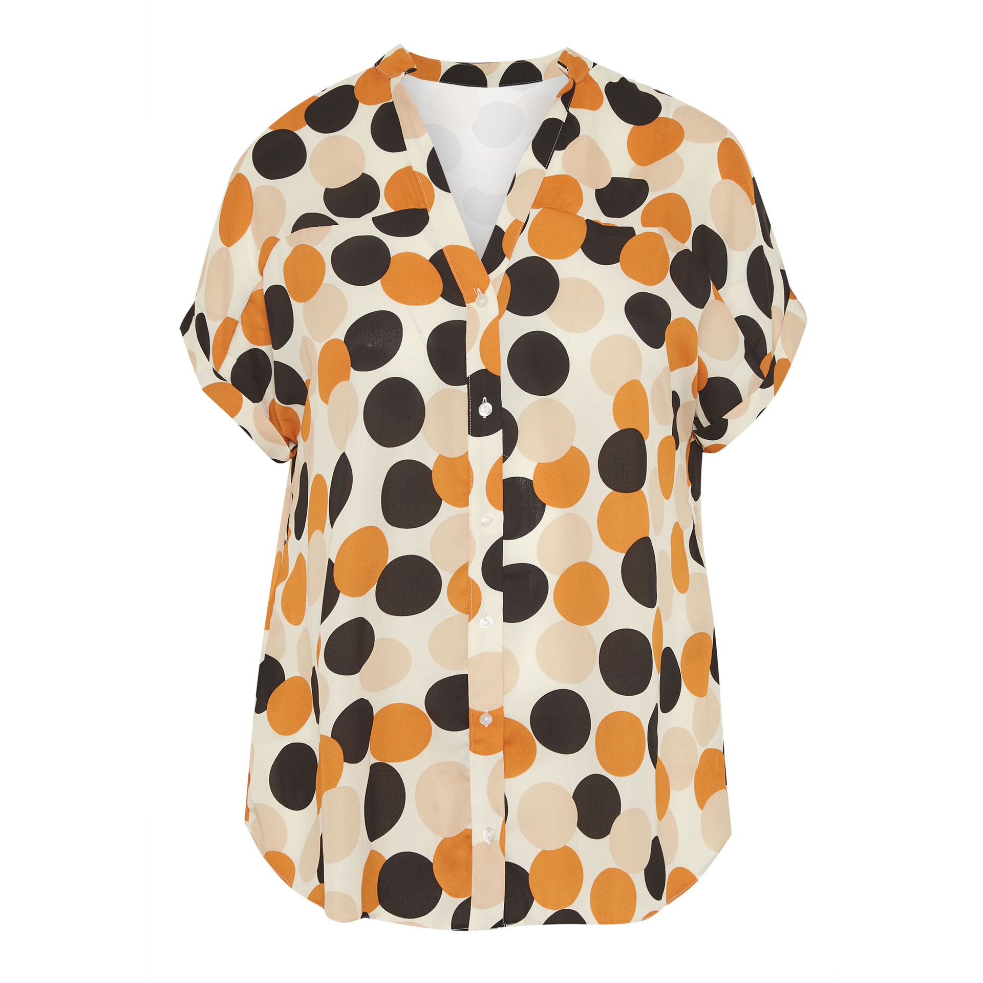 Plus Size Polka Dot Printed Short-Sleeved Shirt NSMDF104347