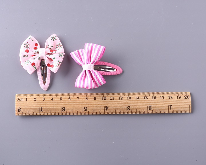 Girl's Sweet Stripe Fruit Bow Knot Cloth Printing Hair Clip display picture 3