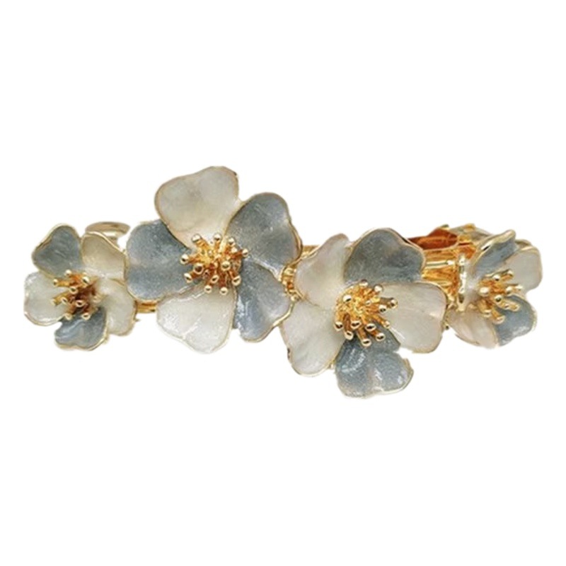 Aceite que gotea flor clip de primavera tocado Cabeza trasera femenina clip superior transfronterizo de alta gama temperamento francés Luz de lujo diseño horquilla