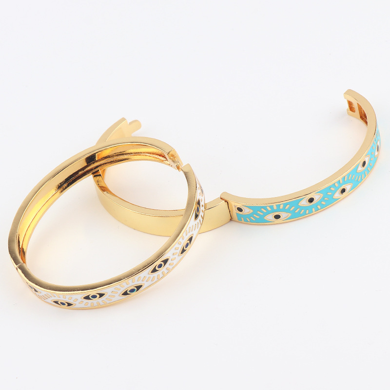 Contrast Collar Design Fashion Devil's Eye Copper Bangle Contrast Collar Copper Bracelets