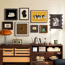 现代法式复古老钱风小众艺术客厅装饰画组合北欧中古玄关书房挂画
