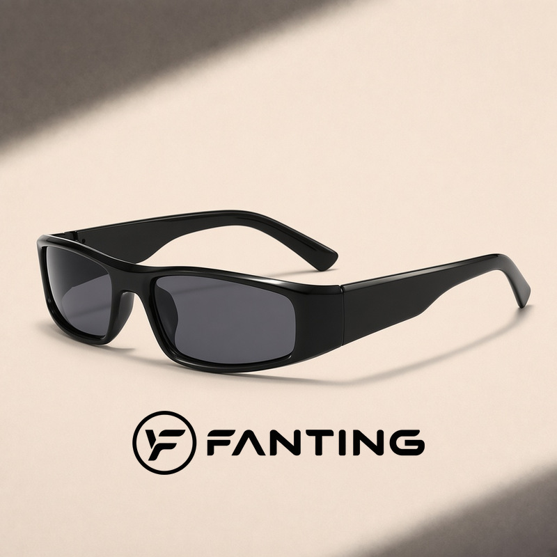 Rectangular sports sunglasses, fashionable and retro style, thick-framed sunglasses for women, trendy PC frames for men, available in multiple colors