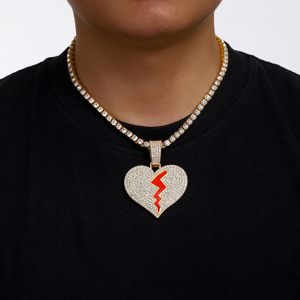 Calle Hip-Hop personalidad rompió rompiendo amor colgante cadena HIPHOP 15mm hebilla de reloj cadena cubana hombre
