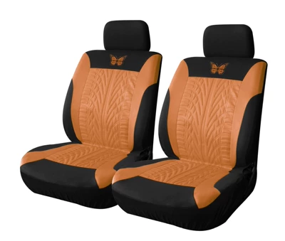 Universal seat cover — LOGO hot stamping fabric indentation - butterfly-2-front-seat-orange-universal-size