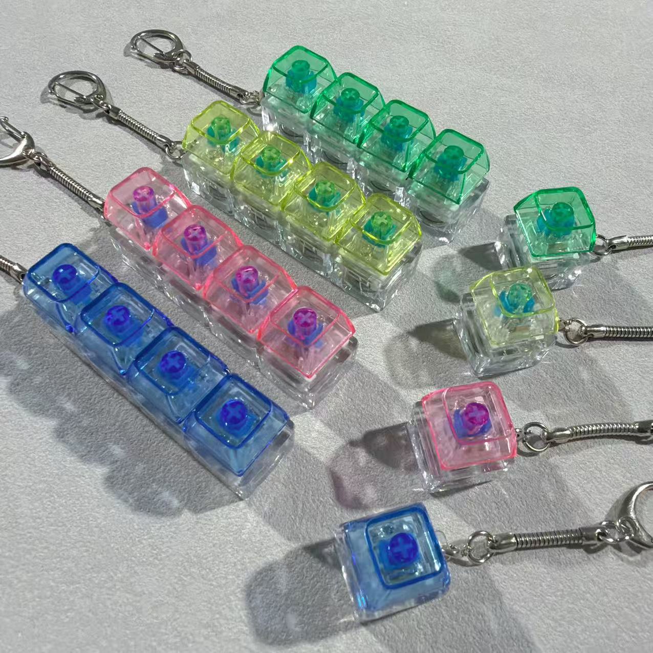 Pc four keys*4+pc single keys*4 blue, pink, yellow and green (with lights)