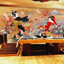 装饰日式浮世绘壁纸日本料理和风图片寿司日料店装修日系风格墙纸