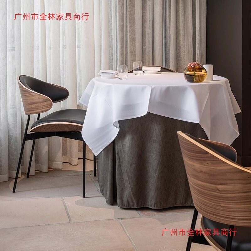现代简约复古休闲商业主题餐厅伊姆斯餐椅北欧咖啡厅黑色真皮椅子|undefined