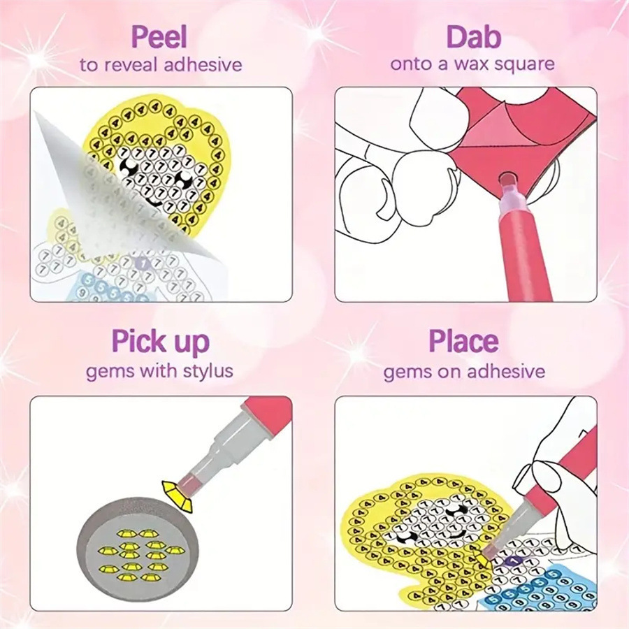 Fábrica directa pintura de diamantes hecha a mano DIY punto perforación pegatinas bordadas de acrílico de PVC dibujos animados llaveros domésticos al por mayor