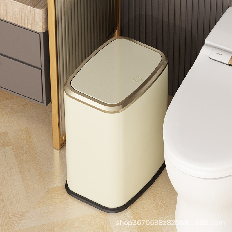 Acero inoxidable prensando la cubierta de la basura doméstica gran 15L cocina sala de estar hotel con cubierta nueva cesta sala de estar
