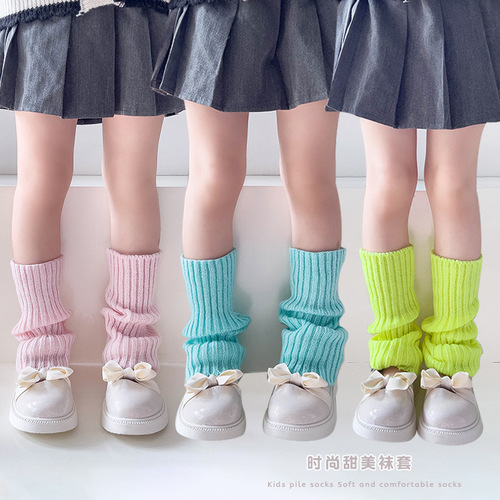 Children's Dopamine Girls Socks Spring and Autumn Knitted Lolita Leg Sleeves Macaron Color Baby Pile Socks Manufacturer Approval