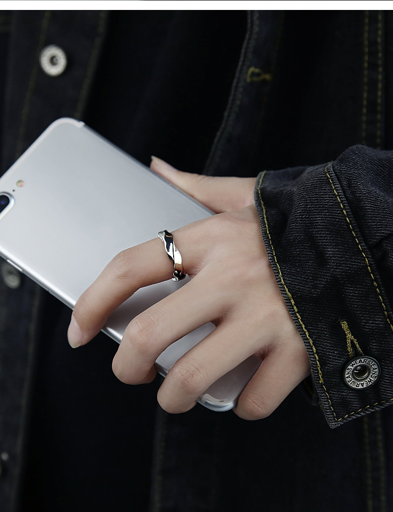Mobius Strip Women Couples, Unique And High-end Twisted Wave Index Finger Ring For Men_voghion.com