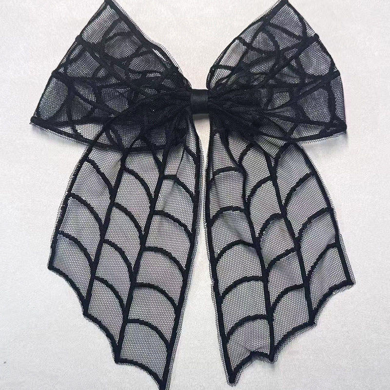 跨境新款万圣节蝙蝠网纱弹簧夹发饰蕾丝发夹少女后脑勺头饰气质女