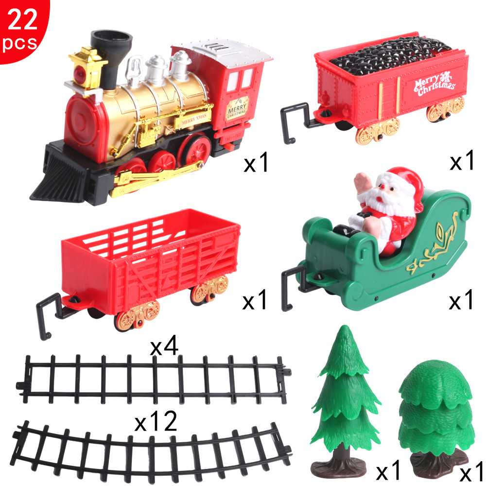 Suministro transfronterizo de tren eléctrico de Navidad juguetes infantiles juguetes de simulación de automóviles regalos ferroviarios eléctricos comercio exterior
