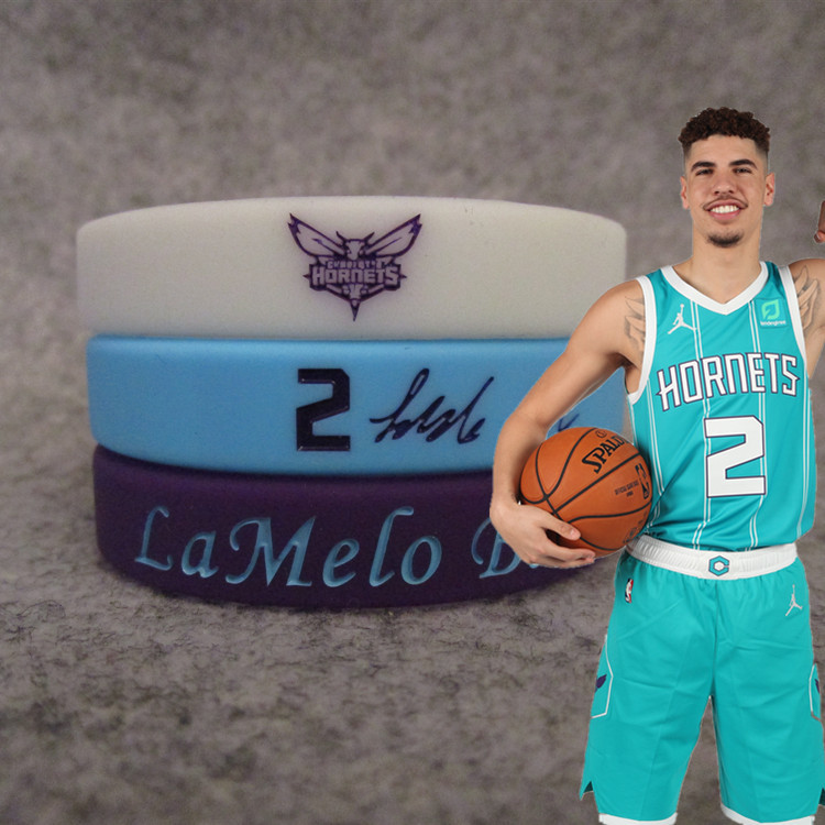 篮球星黄蜂2号拉梅洛·鲍尔　三球签名夜光运动手环硅胶腕带情侣