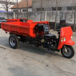 翻斗自卸三马车工地爬坡三轮车液压自卸翻斗运输车农用柴油三轮车