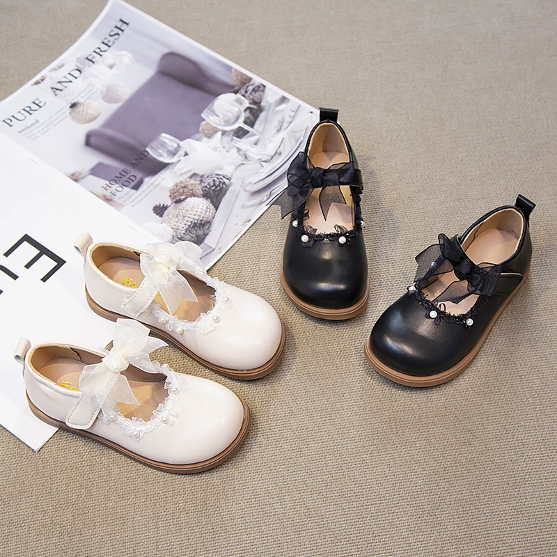 Детские кожаные туфли для девочек, балетки в стиле принцессы, с мягкой подошвой, новинка 2025 года, обувь для выступлений, стильные туфли без каблука, лоферы.