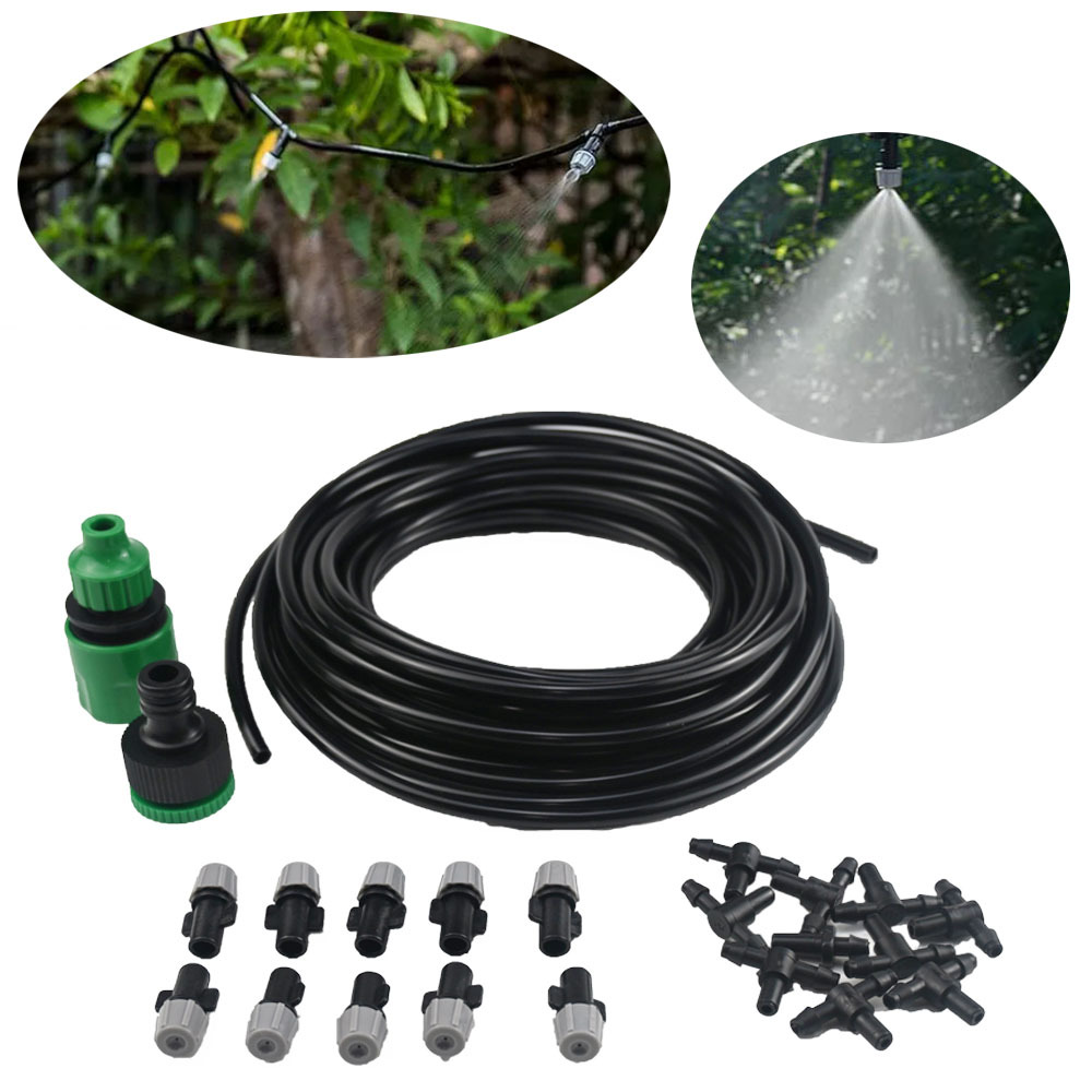 Sistema de pulverización de enfriamiento por pulverización de agua de atomización gris para riego automático de artefactos de flores jardinería equipo de riego image 6