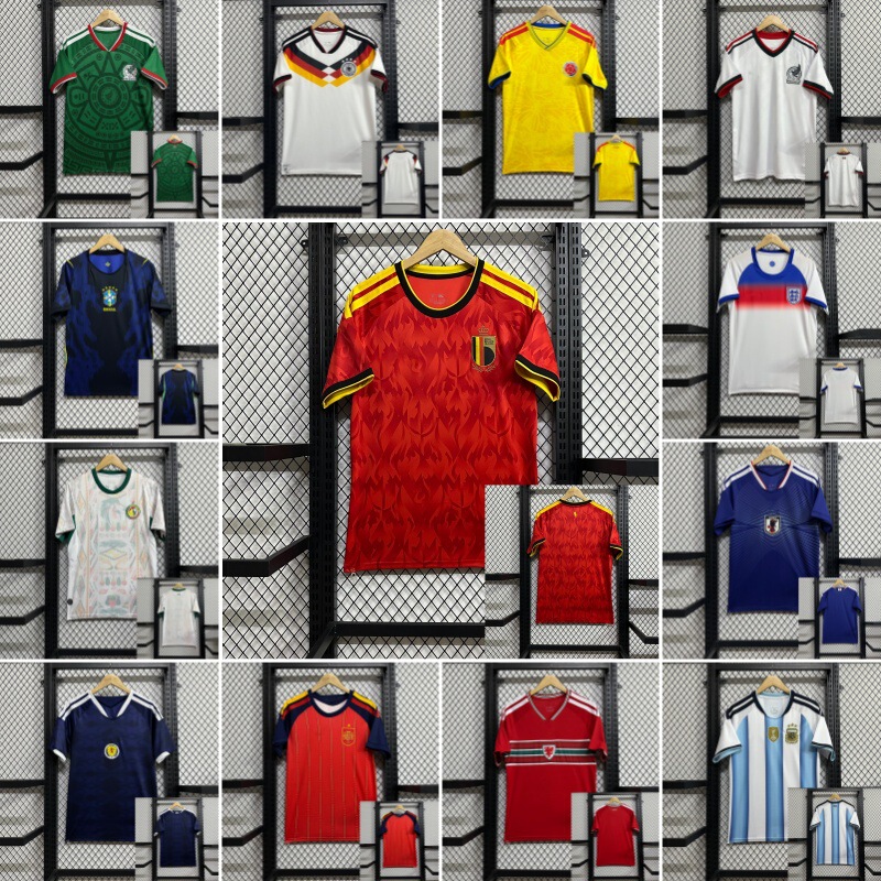 26 World Cup National Team Football Jerseys from Brazil, Argentina, Mexico, Belgium, Spain, and Sweden