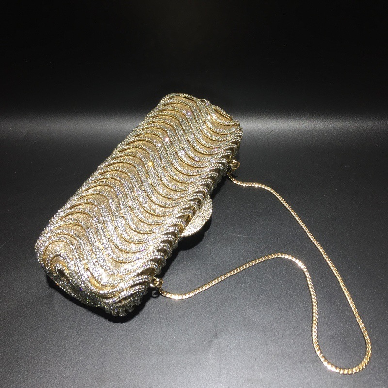 Bolsa de diamante de agua de patrón S bolsa de cena de cristal de metal bolsa de diamantes hecha a mano bolsa de pulsera Aliexpress damas