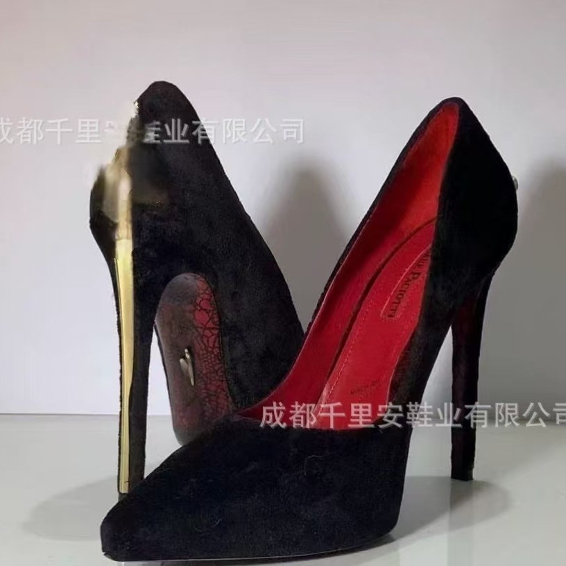 10cm European and American Style Large Size Genuine Leather High-End Runway Style Professional High Heels Women's Stiletto Shallow Pointed Toe Sword Shoes