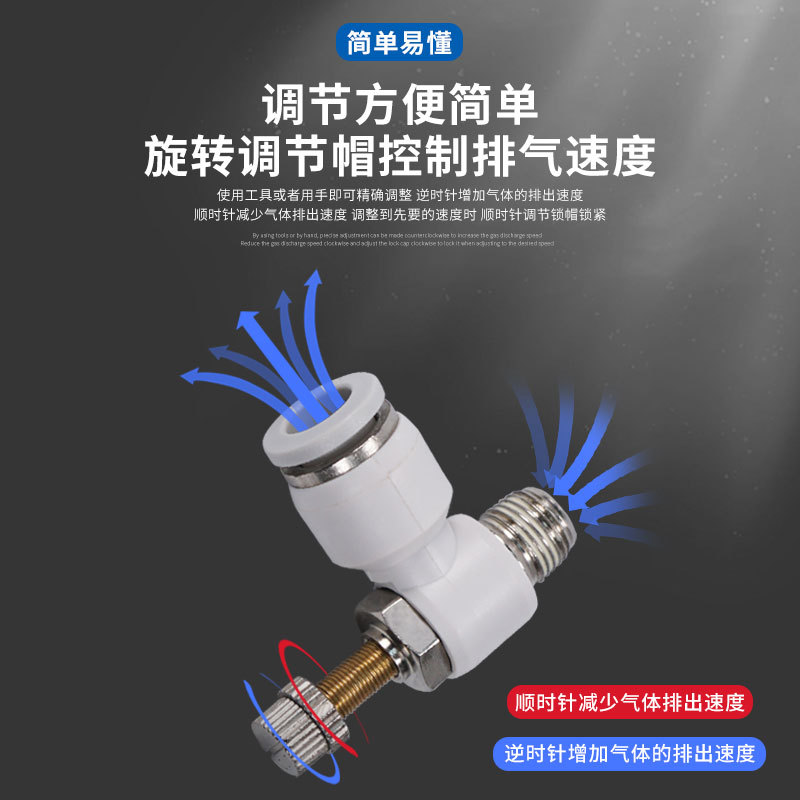 Negro neumático válvula de mariposa conector de velocidad ajustable HSC HSL4/SL6/8/10/12-M5 01 02 03 04