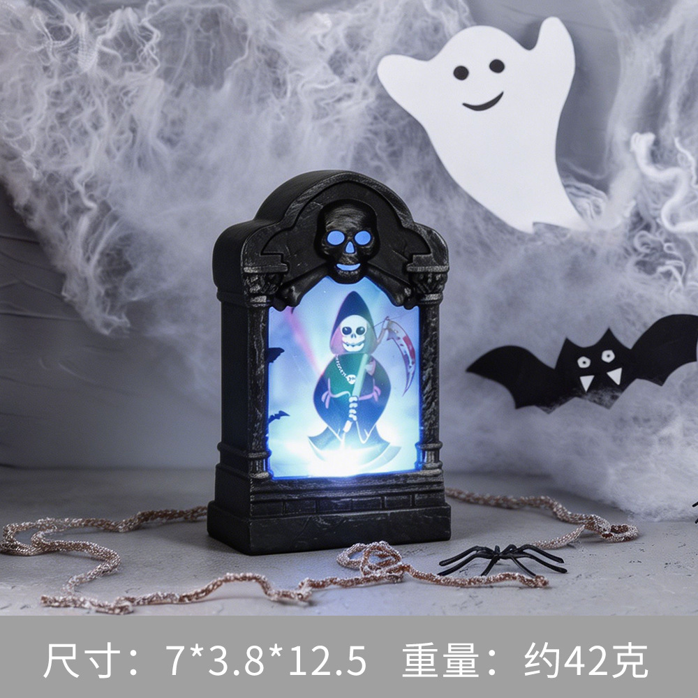 Decoración de Halloween esqueleto fantasma mesa de lámparas colocado horrores árbol demonio calabaza lámpara decoración de fiesta velas lámparas de noche
