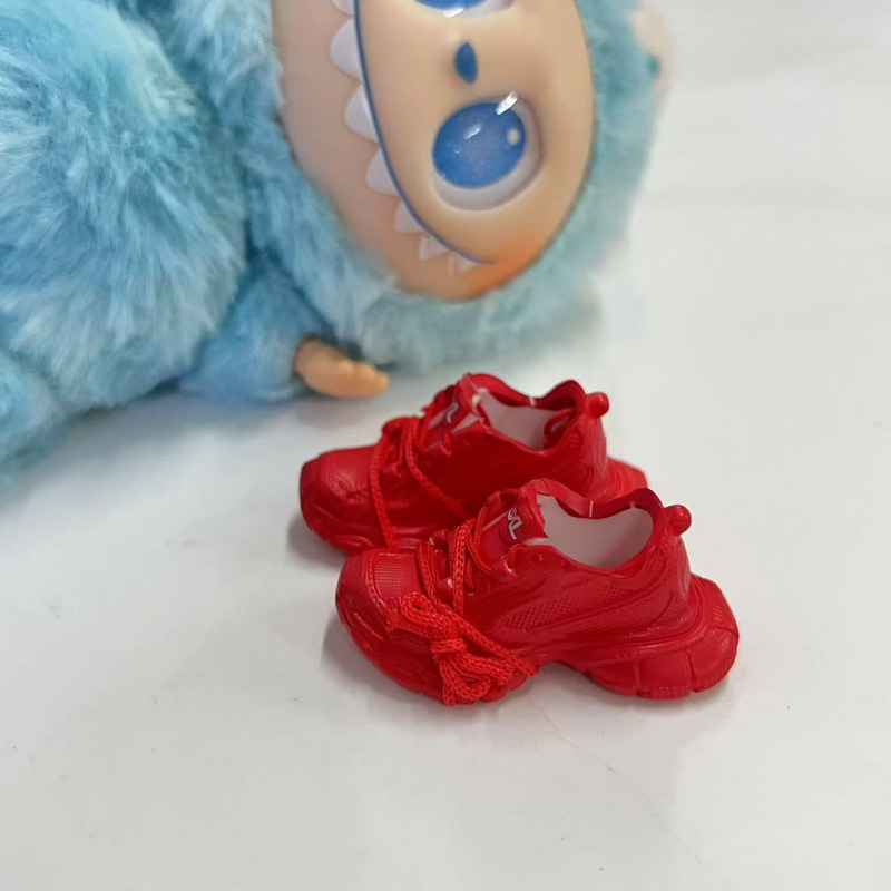 LABUBU Zapatos Rabu Ropa de bebé 17cm felpa vinilo bolso de muñeca colgante para zapatos desnudos caja ciega