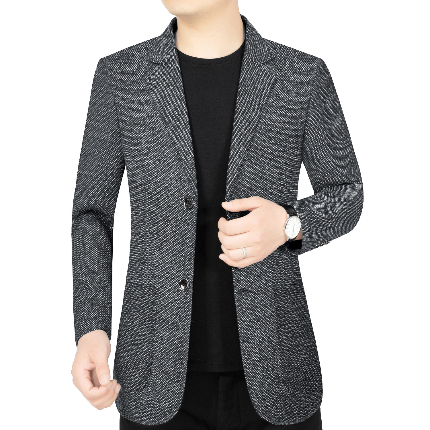 秋季新款西服中年男士商务休闲西装单件上衣中年韩版男便西装外