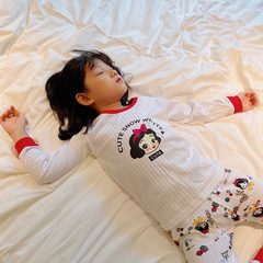 Children's pure cotton underwear set for boys and girls, autumn and winter home wear, new floral pattern t-shirt and leggings sleepwear set