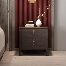 新中式乌金木床头柜全实木卧室轻奢家用收纳储物柜现代简约床边柜