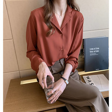 雪纺衬衫女2025春秋新款韩版气质设计感上衣宽松长袖白衬衣打底衫