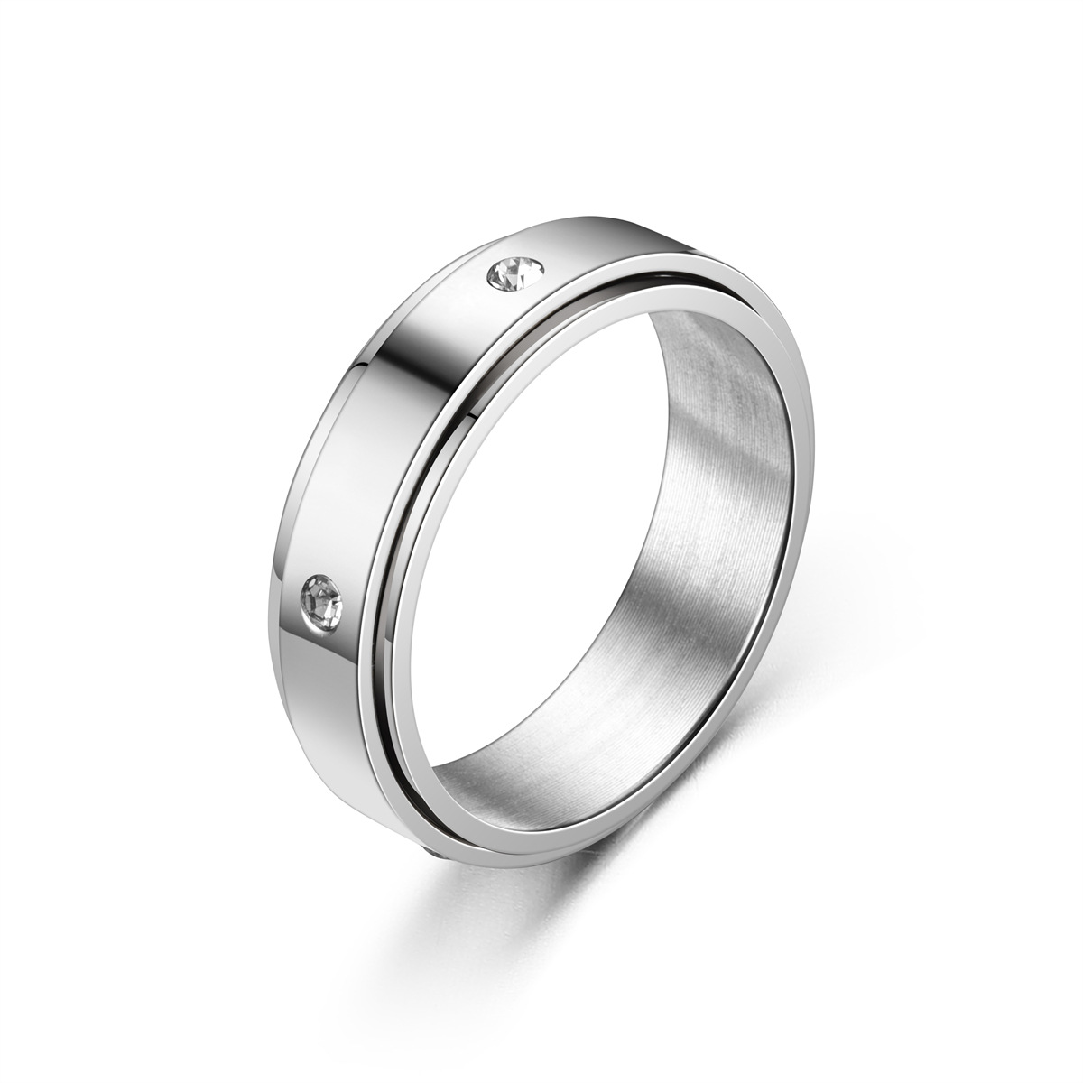 7g Weight Anxiety Ring Classification 12, 5 Ring Size 1 Piece Quantity Retro Classic Style Solid Color 304 Stainless Steel Plating Men's Anxiety Ring Men Signet Rings