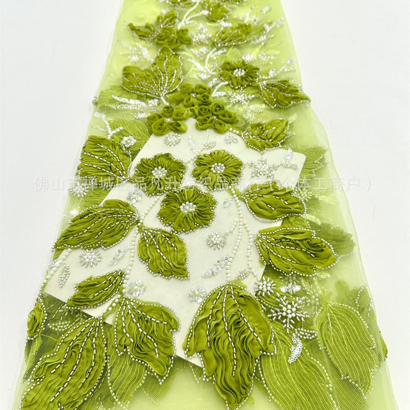 Tubo de cuentas con tela de flor de encaje fresco y hermoso vestido de novia de alta calidad cena falda de baile vestido tela