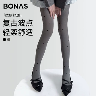 宝娜斯灰色波点打底裤春秋外穿不掉档连裤袜格雷miu系圆点裤袜