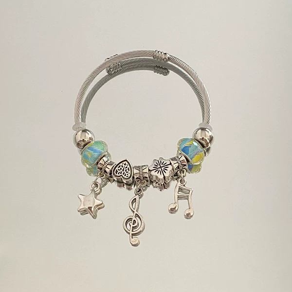 Green oil painting star notes bracelet