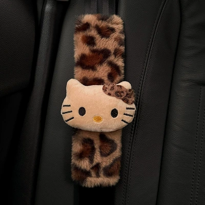 Melard leopard print Hello Kitty Motorcycle Handle Cover - light-brown-kitty-shoulder-pad